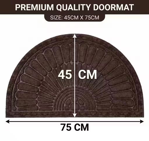 Regal Half Round Door Mat 45x75 CM | Super Soft Velour Mat with Heavy Anti-Skid Rubber Backing